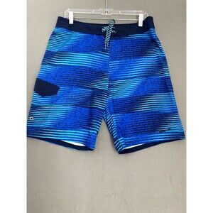 Nike‎ Swim Shorts Men 30 Blue Board Trunks Swoosh Performance Green Bottoms
